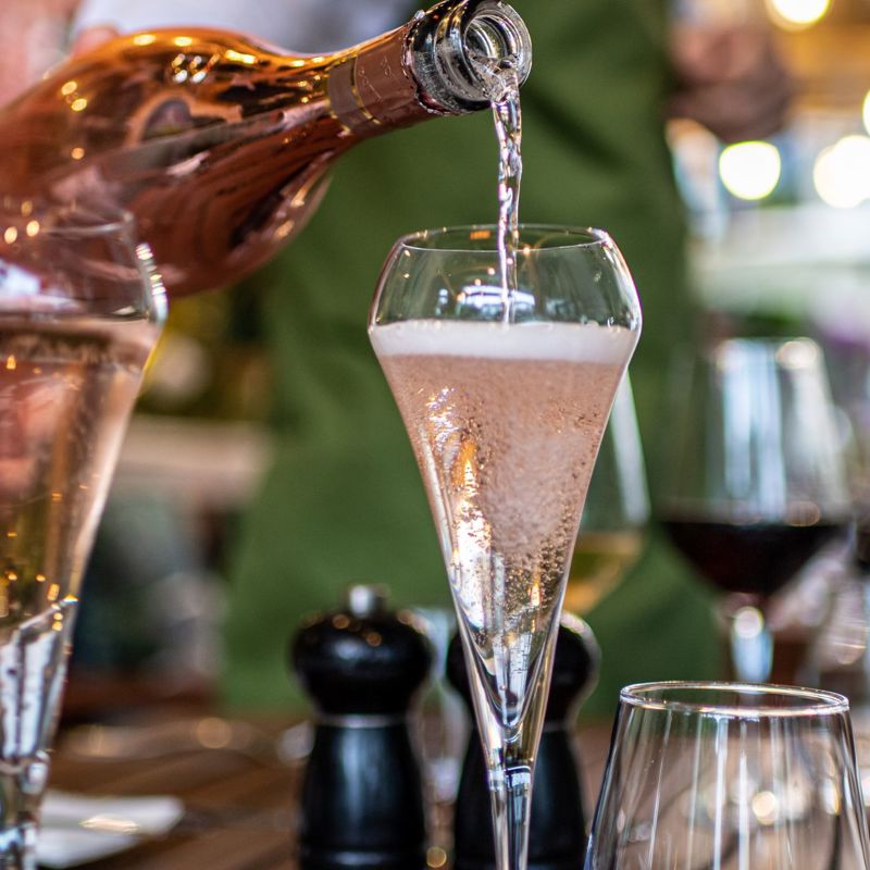 Pouring pink prosecco