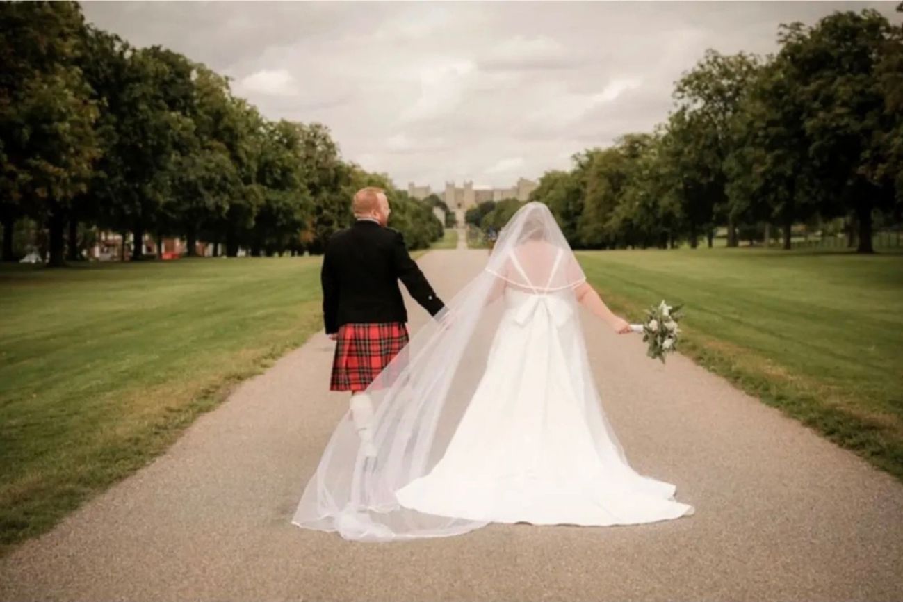 Castle Hotel Windsot Bride and Groom Long Walk