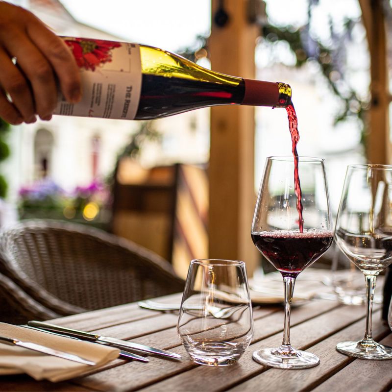 wine pouring from a bottle