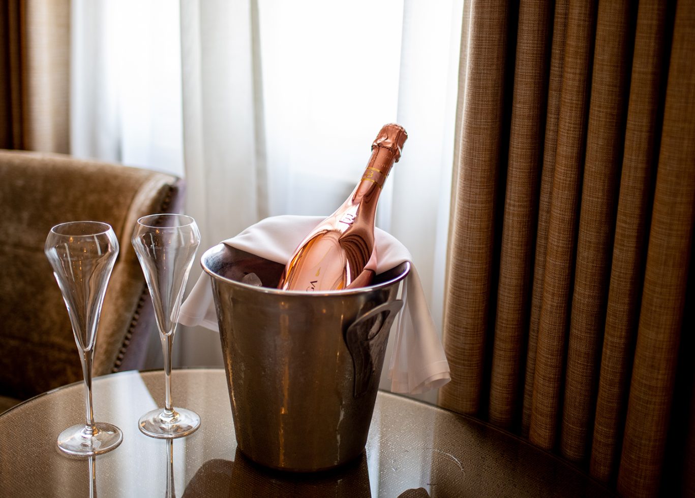Champagne in Hotel Room