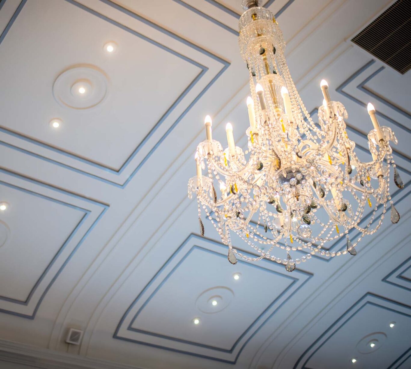 Close up of chandelier at The Castle Hotel