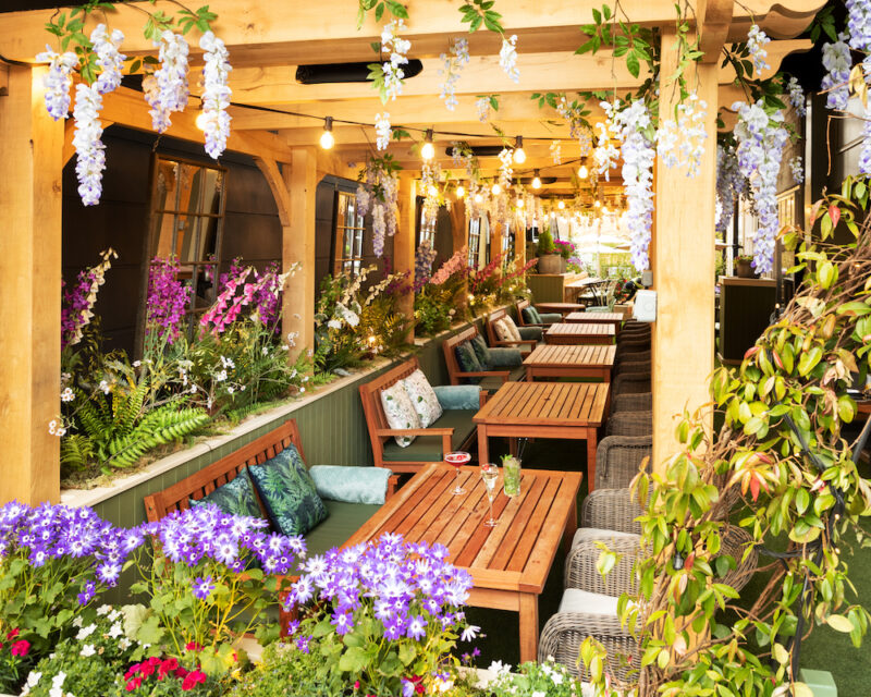 Leaf outside terrace area at The Castle Hotel
