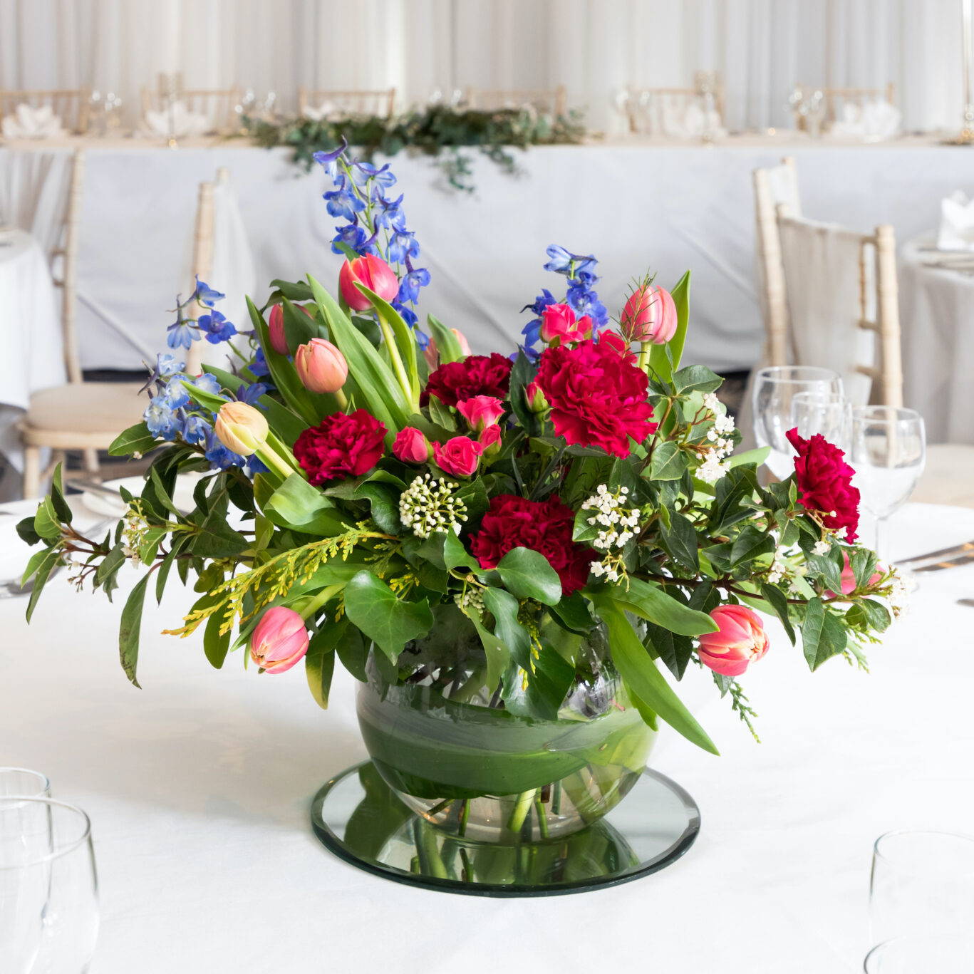 Close up of flowers Castle Hotel Windsor weddings set up