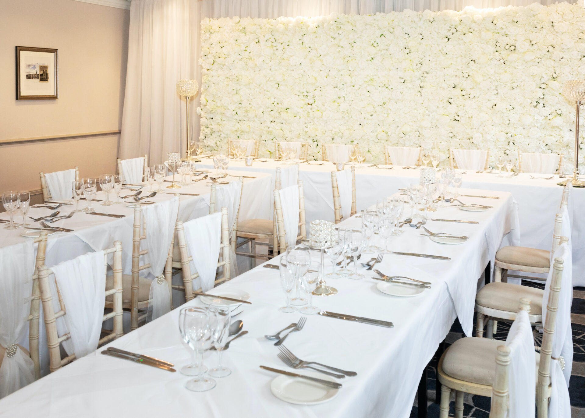 Castle Hotel Windsor weddings set up including tables