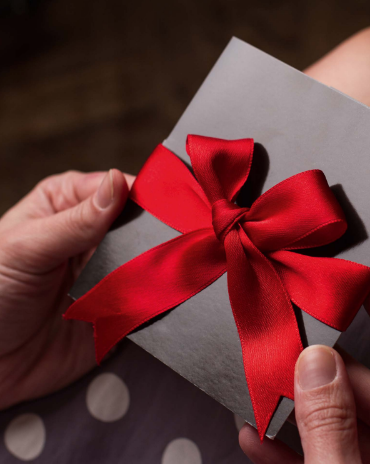 Christmas gift box with ribbon