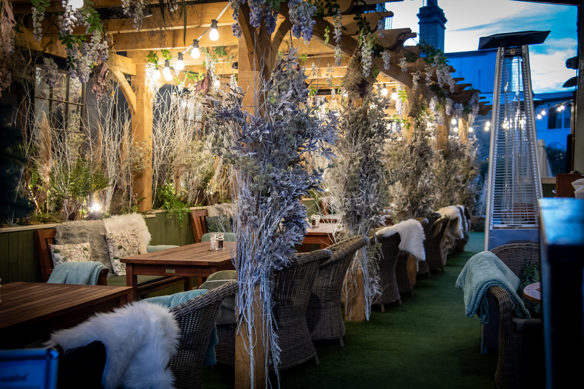 Festive outdoor area at The Castle Hotel