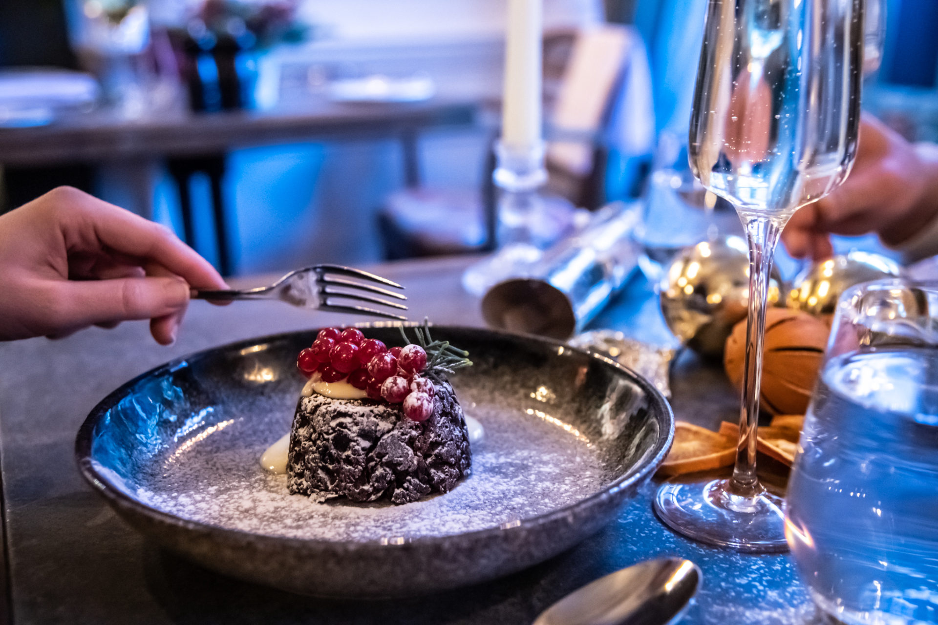 Christmas themed dessert pudding