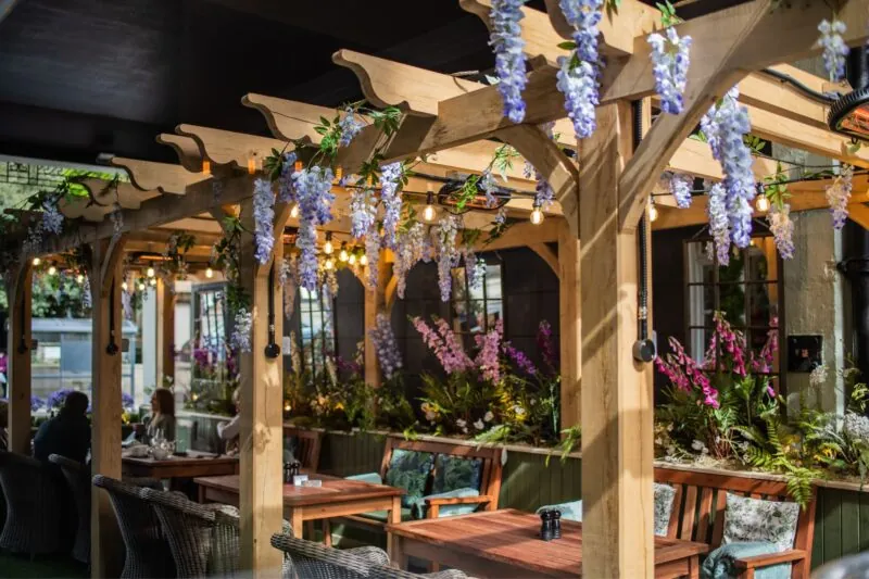 The Castle Hotel Windsor Leaf terrace in the evening