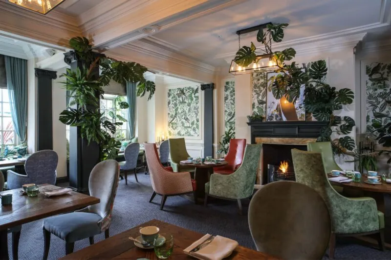 The Castle Hotel Windsor lounge with fire