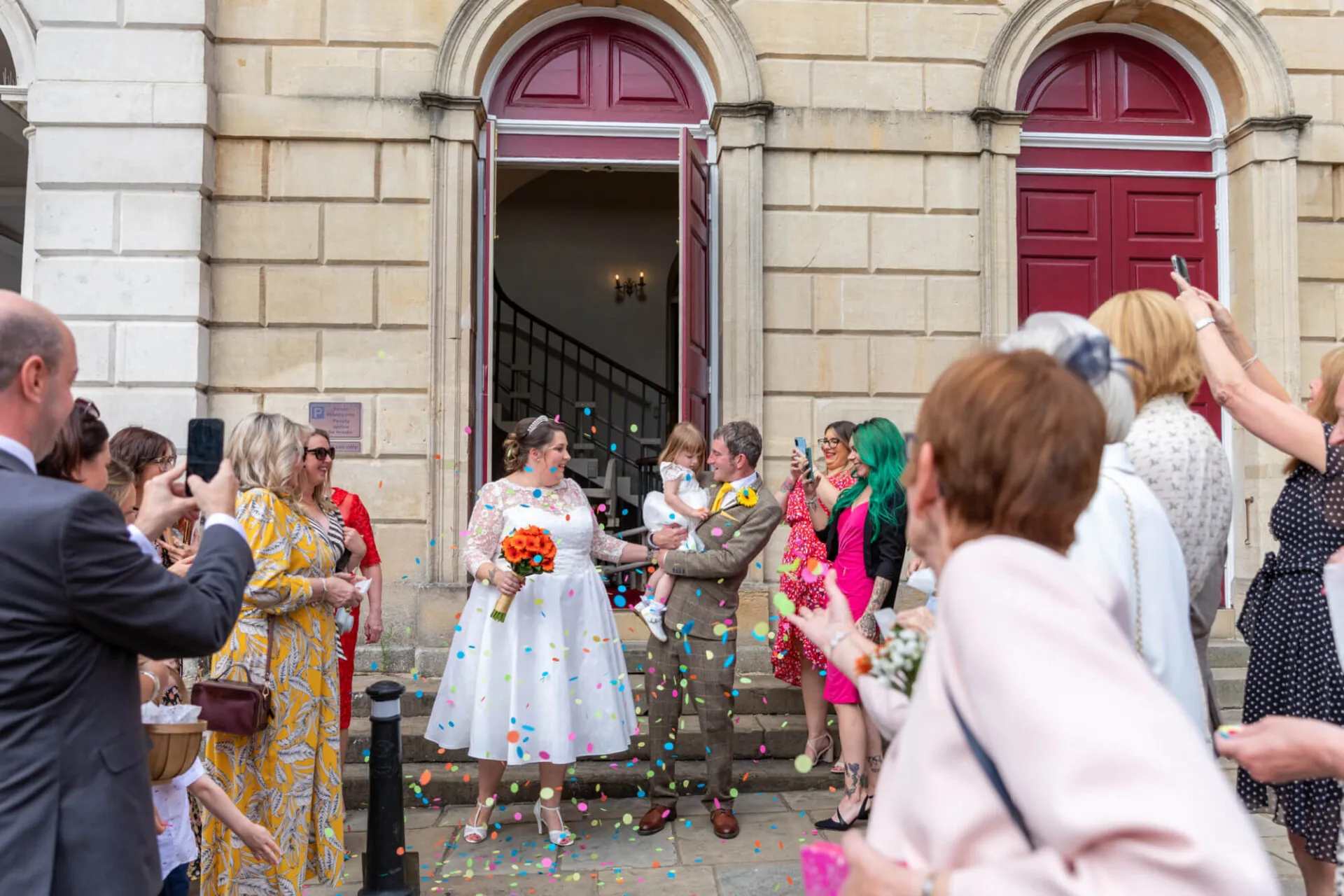 Aimee Horne outside Guildhall for wedding ceremony