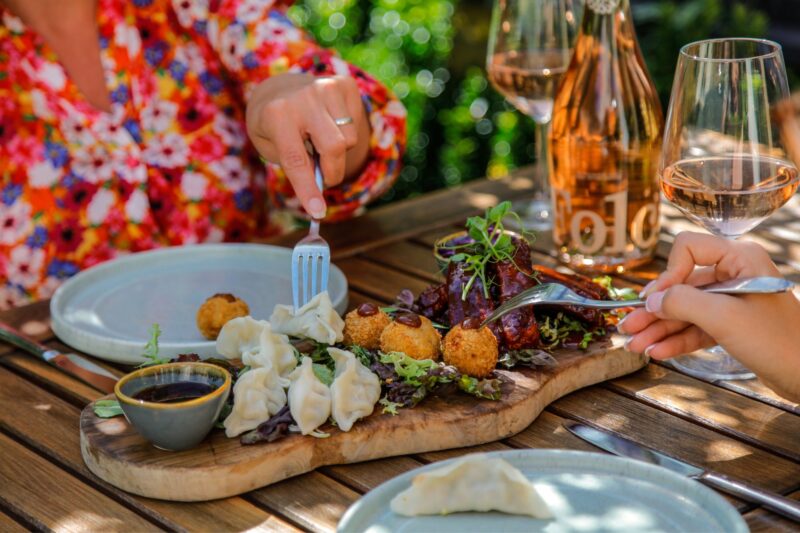 The Castle Hotel Windsor from the earth sharing platter on the terrace with wine