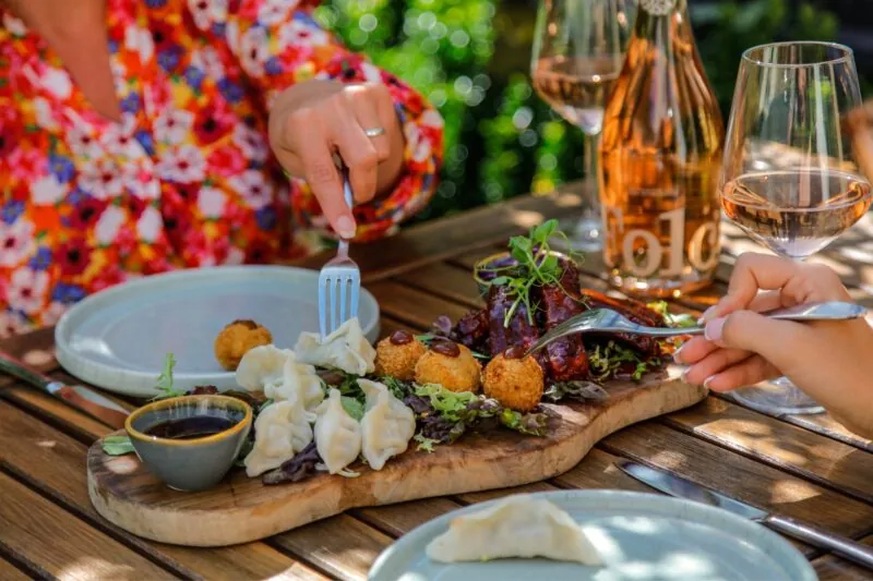 The Castle Hotel Windsor from the earth sharing platter on the terrace with wine