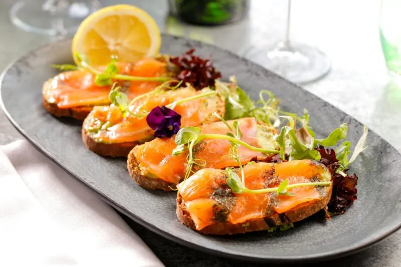 The Castle Hotel Windsor smoked salmon and avocado bruschetta