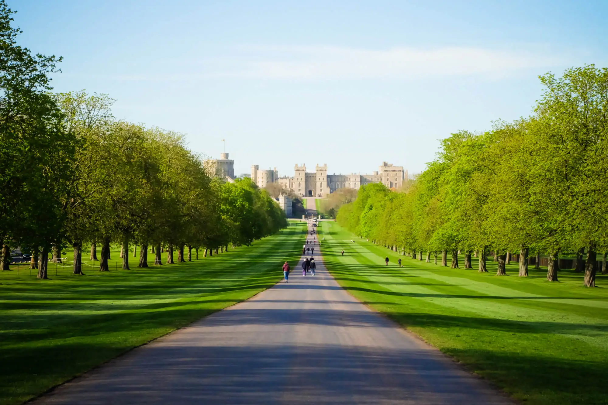 The Castle Hotel Windsor Castle view from the Long Walk on sunny day